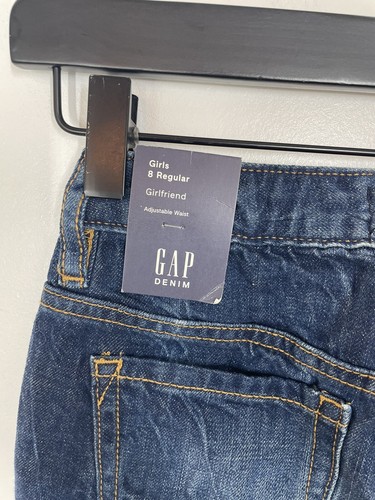 Gap Girls Girlfriend Fit Jeans Distressed Dark Wash Cotton Size 8 Regular - Picture 6 of 8