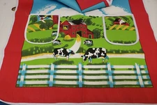 Printed Kitchen Cotton Apron, 24"x31", w/2 pockets, COWS AT THE FARM,Amber Mills