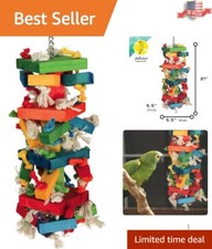 Engaging Knots N Blocks Toy for Large Birds - Colorful, Durable, Boredom Buster