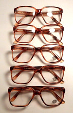 Vintage 5 Pc. Lot ELITE OPTICAL Howard Amber 52/20 Men's Eyeglass Frame NOS S55