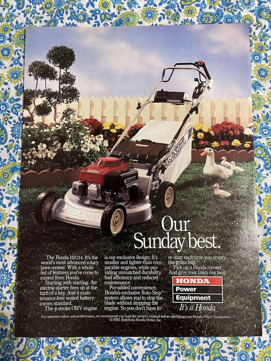 Honda RA626H ポスター非売品 Vintage 1985 Honda HR214 Lawnmower Print Ad Power Equipment Our
