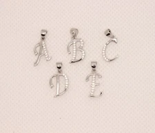 925 Sterling Silver Calligraphy Initial Alphabet Letter Pendant High Quality