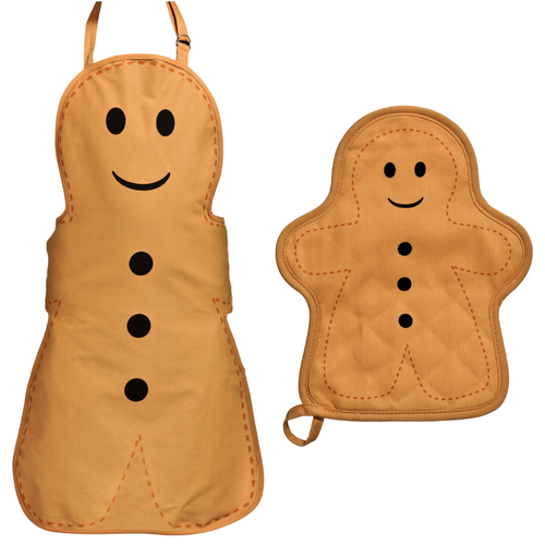 Gingerbread Man Apron, Tea Towel, Pot Holder, Christmas Gift Kitchen