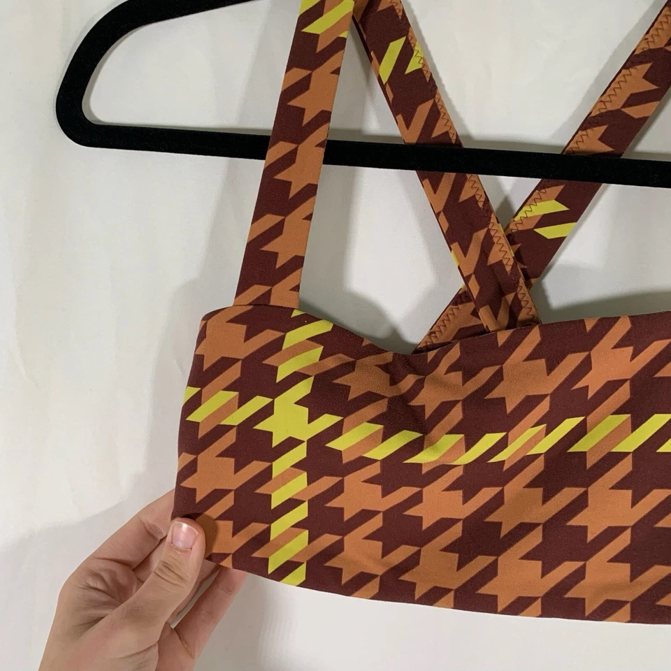 Offline by Aerie Bralette XS Marrón Estampado Cruz Espalda Tirar Elástico Foto 3 de 4