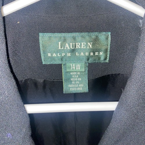Lauren Ralph Lauren 3 Button Emblem Black Blazer 100% Wool Size 14W See Pictures - Picture 5 of 13