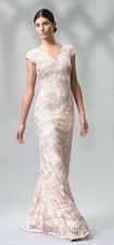 Tadashi Shoji Passementerie Soutache Embroider Tulle Pedal Bloom Dress Gown 508