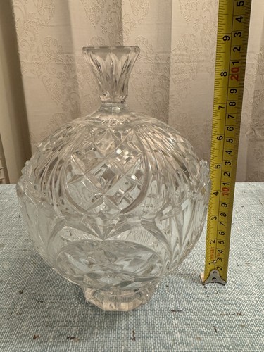 Vtg Meridian Clear Lead Crystal 8.5” Candy Bowl/Dish w/Lid - Picture 7 of 9
