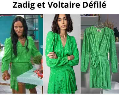 Zadig & Voltaire Defile Recol Jac Silk Dress Apple green and stars XS extra  smal | eBay UK