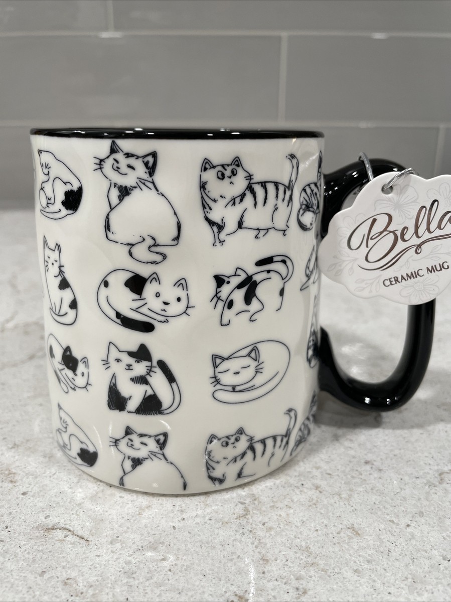 CATS Black & White Print BELLA 10 Strawberry Street Mug Gift Tag Cat Print  NEW | eBay