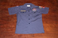 Boy Scouts of America BSA Youth Shirt Blue Medium Glued Patches Short Sleeve