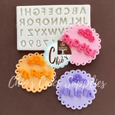 Mini alphabet letters (A-Z) & numbers (0-9)  silicone mold.