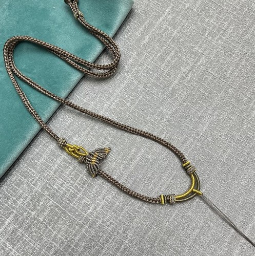 Hand woven black 8-strand rope Fishtail knot pendant necklace (Without pendant) - Picture 11 of 13