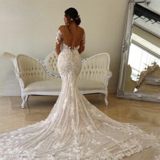 Sexy Mermaid Wedding Dress Off Shoulder Sulfur Sleeve Lace Applique Bridal Gowns