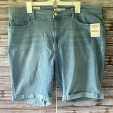 Signature by Levi Strauss Women's Mid-Rise Bermuda Jean Shorts Size 22 Blue NWT