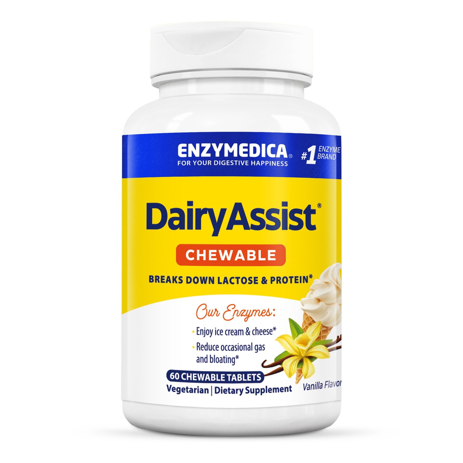 , DairyAssist Chewable, Enzyme Support for Digestive from Lactose Intolerance...