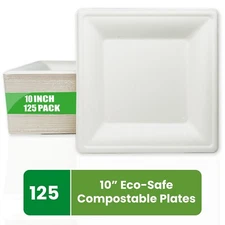 Square Dinner Plates for Party Disposable Paper Paltes Microwave-safe:6"|8"|10"