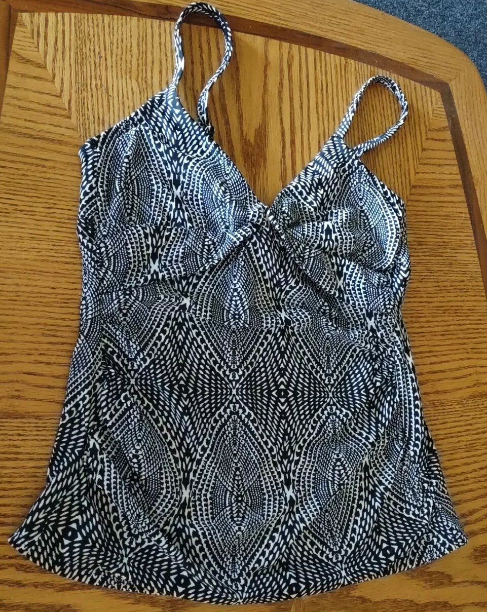 Kona Sol Women's Black and White Tankini Top Gem