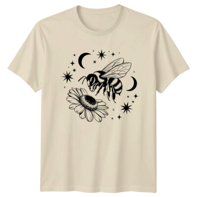 Celestial Bee & Flower T-Shirt, Moon Star Magic Design