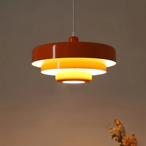 Neu Vintage Kronleuchter Metall Orange Lampe Hängeleuchte Stil 1960er Jahre - Bild 4 von 17