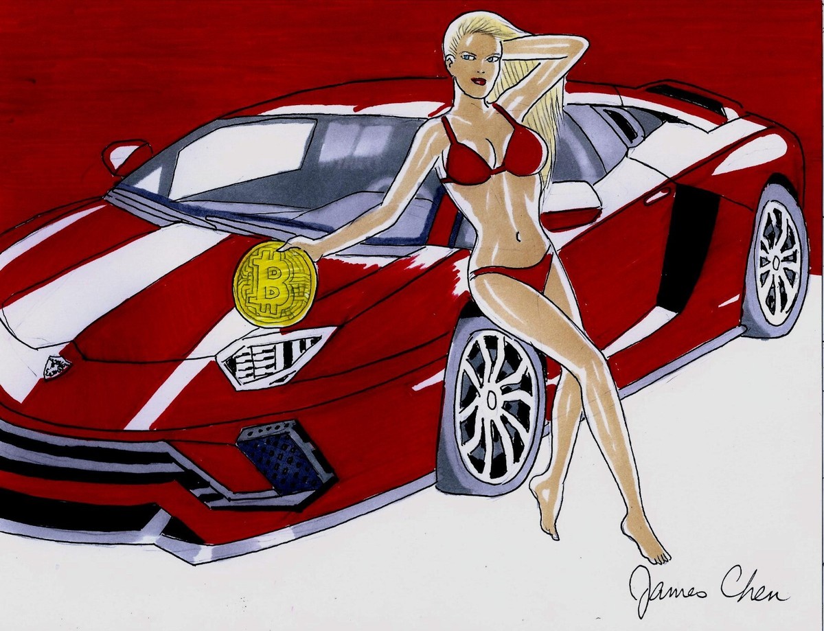 BITCOIN RED LAMBORGHINI ORIGINAL COMIC COLOR ART BY JAMES CHEN | eBay