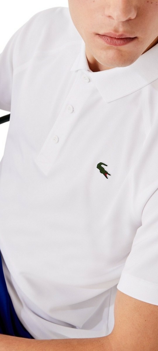 NWT Lacoste Sport Stretch White Regular Fit Breathable Polo Shirt