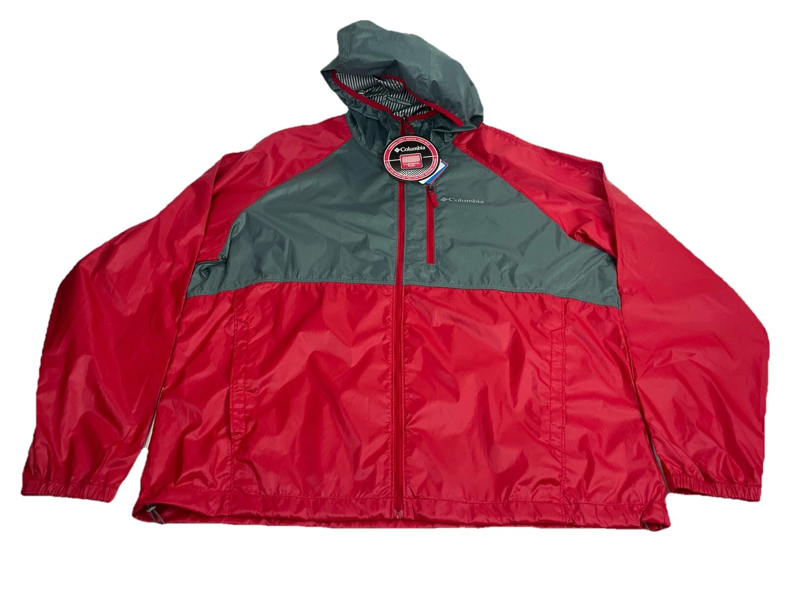 Columbia Jacket Mens XL Thermal Coil NWT Red Gray Zip Windbreaker