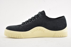 chanel low top trainer cc dark grey