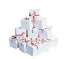 12 PCS Squared Gift Boxes With Lids White Birthday Christmas 4x4x4 Inch Paper
