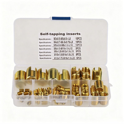 50pcs Box Type 302 Carbon Steel Self-Tapping Thread Repair Insert M3-M12 Kit