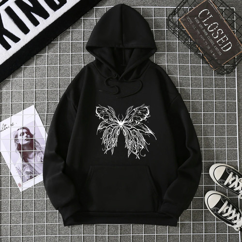 Butterflies Personality Funny Womens Clothing Fashion Fleece Hoodies Loose❀