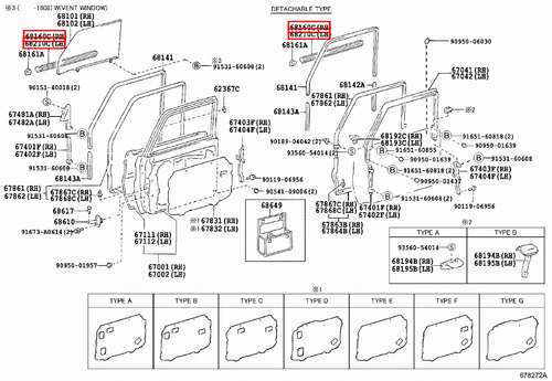 Genuine LandCruiser FZJ71 FZJ70 FJ75 FJ73 FJ70 Front Door Outer Weatherstrip Kit - Picture 9 of 11