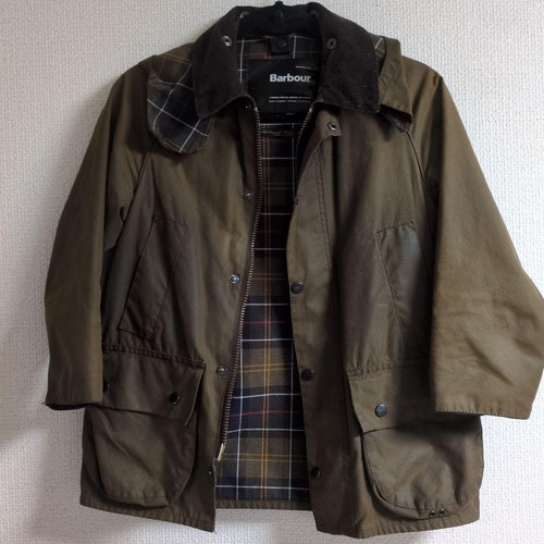 Barbour Kids Classic Beaufort Jacket S Khaki Reversible Wool Liner - Picture 9 of 15
