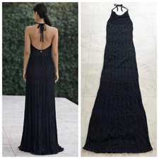 CHANEL CC Charm Halter Knit Maxi Dress Black 09P P35199K02070 SR2069