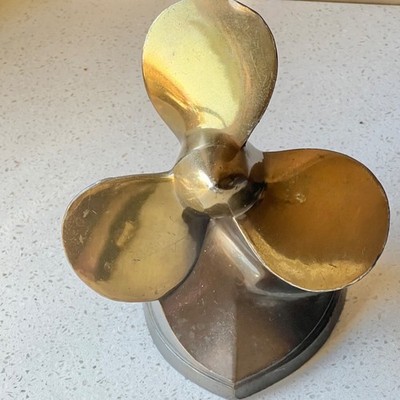 PMC Propeller Bookends 5'' T MCM Solid Brass  Nautical Boho Boat Gift
