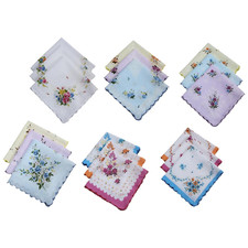 18 Pieces Floral Scallop Edge Kerchief Wavy Edging Decorative Hankie Soft