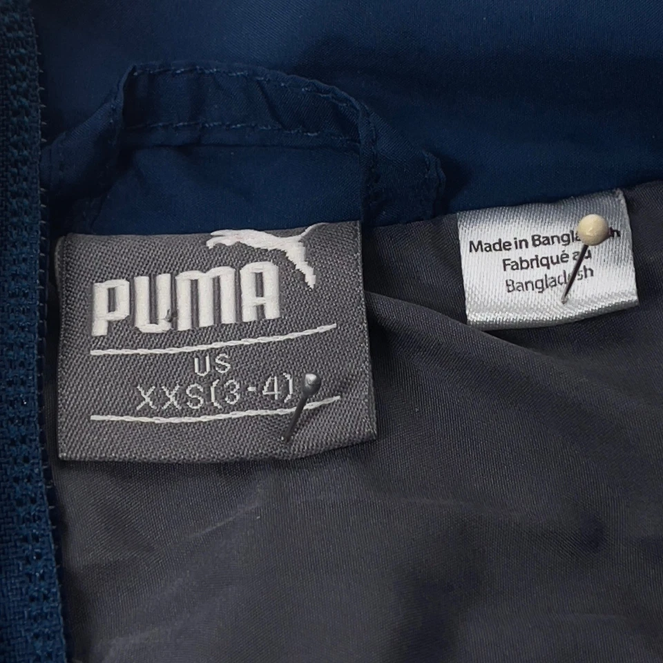 Puma Kids Vest XXS (3-4) Blue Gray Sleeveless Full Zip Puffer - Image 4 of 4