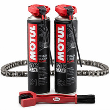 Motul Chain Care Cleaning / Cleaner Lube + Brush Kit For Motorcycle Motorbike