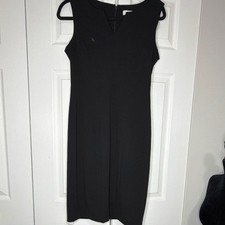 Calvin Klein Black Sheath Dress 6 Sleeveless V-Neck Knit