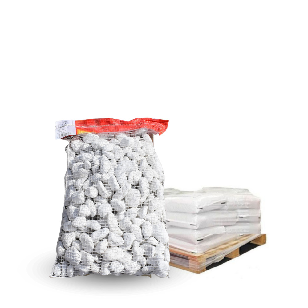 Galet marbre blanc pur 25-40mm creez une cour zen et un massif epure