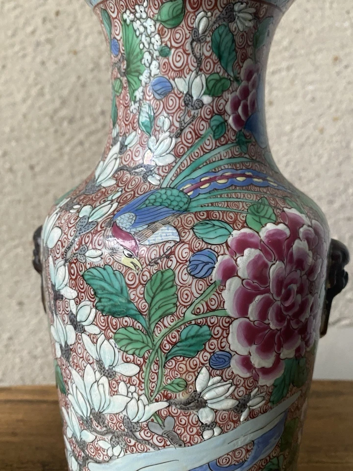 Paire De Vases Balustres En Porcelaine Émaillée Chine - Photo 3/4