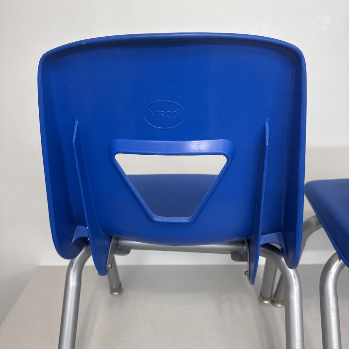 VTG Set of 2 Virco Hard Plastic 12” Childrens Blue Chairs Crafts