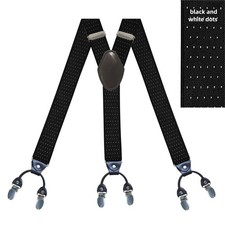 35mm Adult Men's 6-Clip Suspenders Adjustable Elastic Y-Shaped Braces Polka Dot