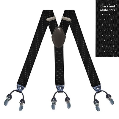 35 mm Erwachsene Herren 6-Clip Hosenträger verstellbar elastisch Y-Form Hosenträger gepunktet
