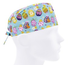 Easter Eggs Scrub Cap, Chicks Surgical Hat, Blue Surgeon Hats