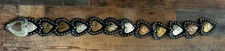Vintage Black Leather Concho Belt Grommet Mixed Metal Heart Shaped Plate 39 Inch