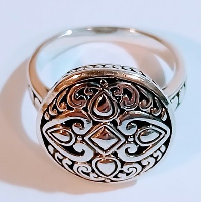 Vintage ATI Sterling 925 Ornate Heart Scroll Ring Size 6.75 Filigree Design 4.7G