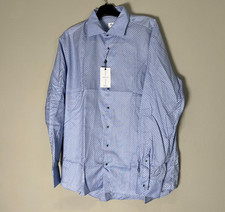 Stenstroms Twofold Stretch fitted body Dress Shirt Men's 17 43 Blue