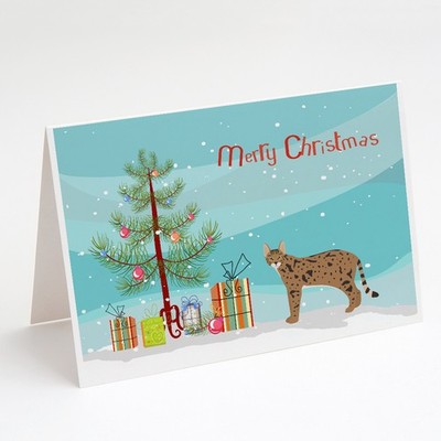 Caroline's Treasures Savannah Cat Merry Christmas Greeting Cards Pack of 8