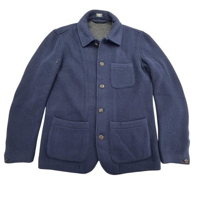 Faherty Reserve Jacket Mens Medium Navy Blue Coat Button Front Wool Blend