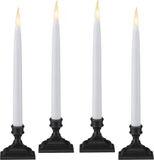 612 Vermont Battery Operated LED Taper Window Candles with Timer (6 On/18 Off), 